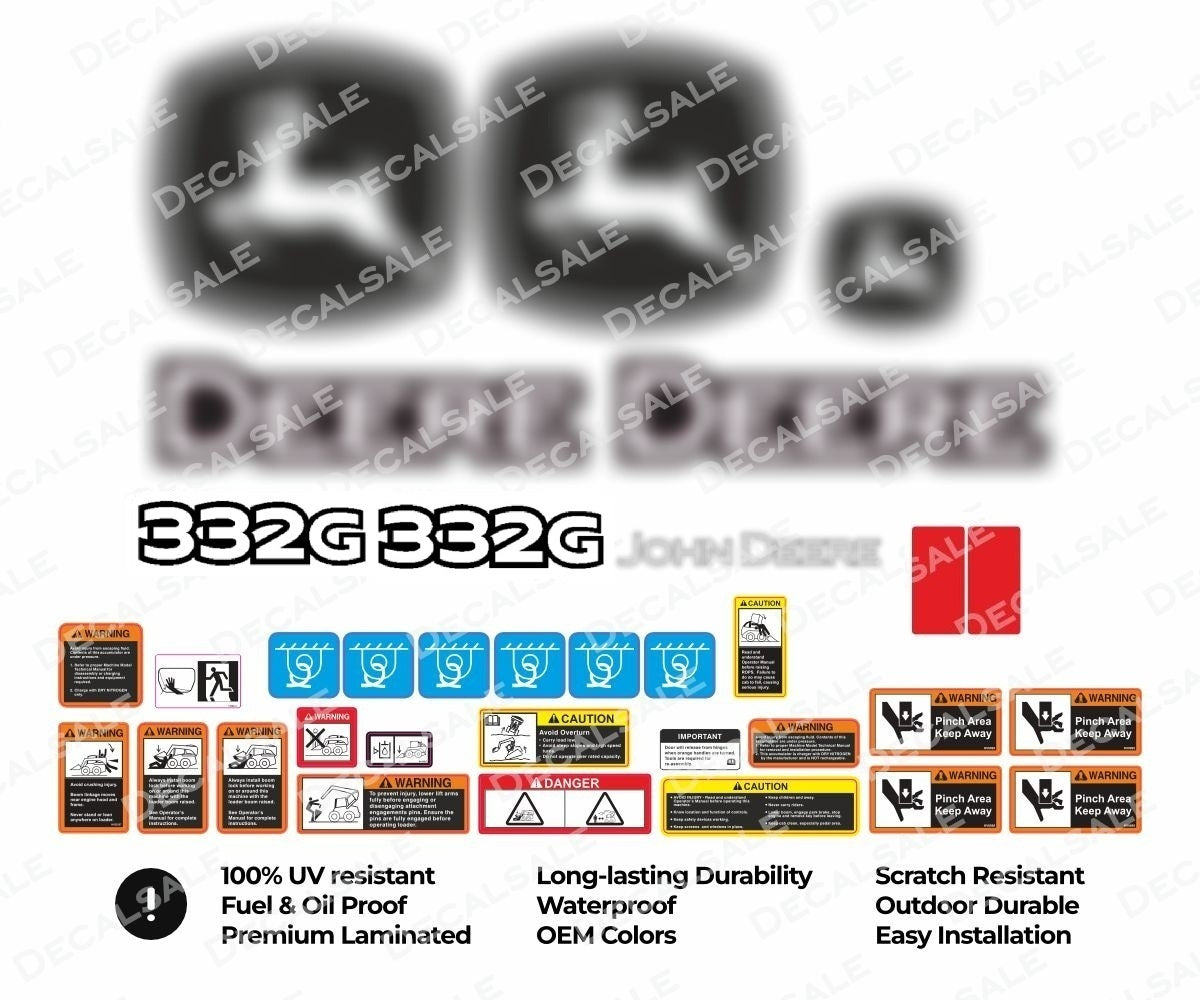 Decal Set for John Deere 332G Loader Vinyl Sticker