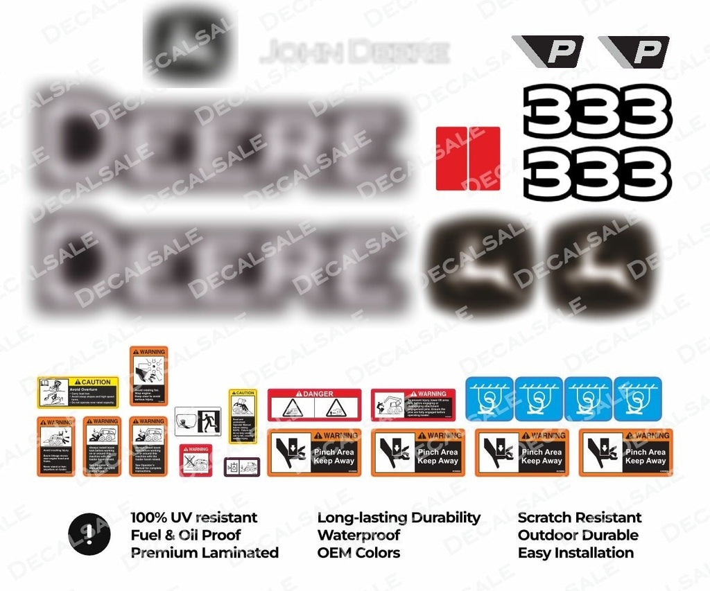 Decal Set for John Deere 333P Track Loader Vinyl Sticker