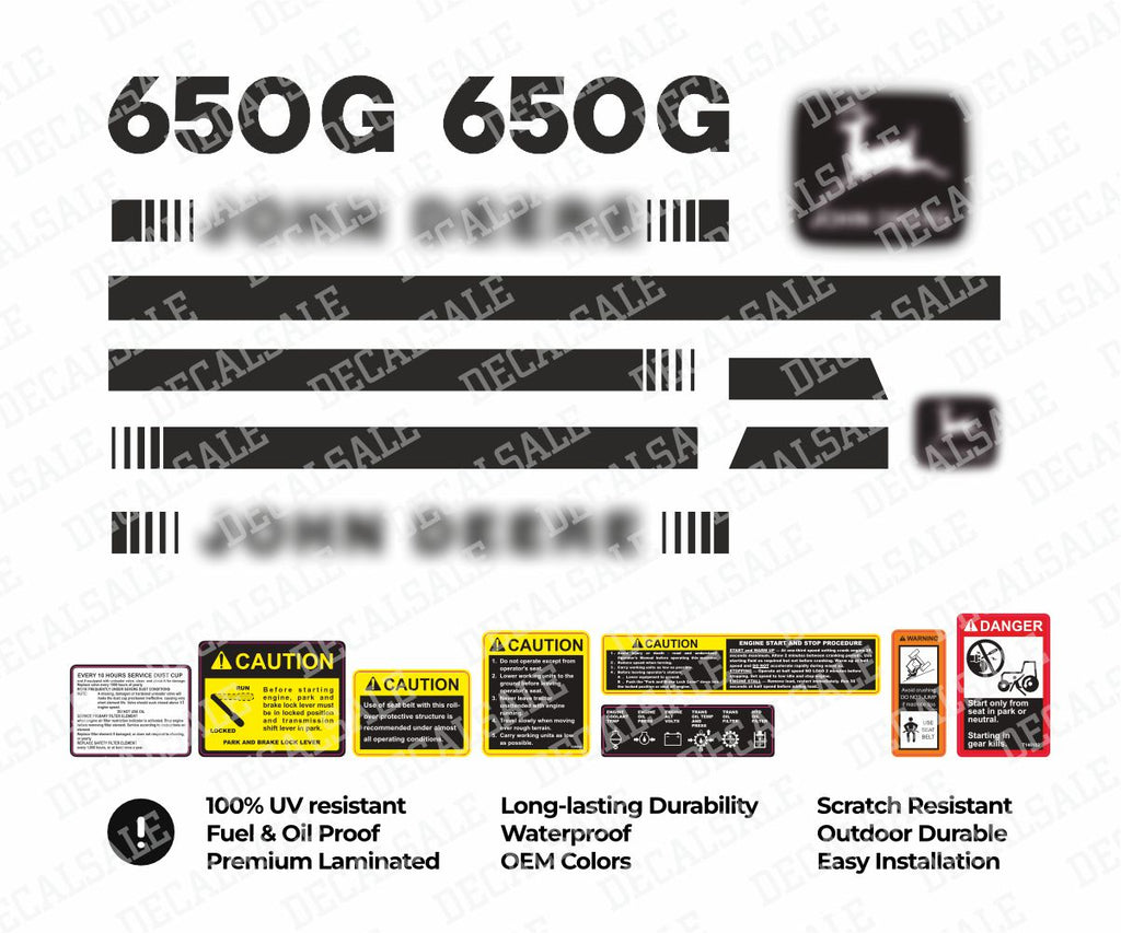 Decal Set for John Deere 650G Dozer Vinyl Sticker