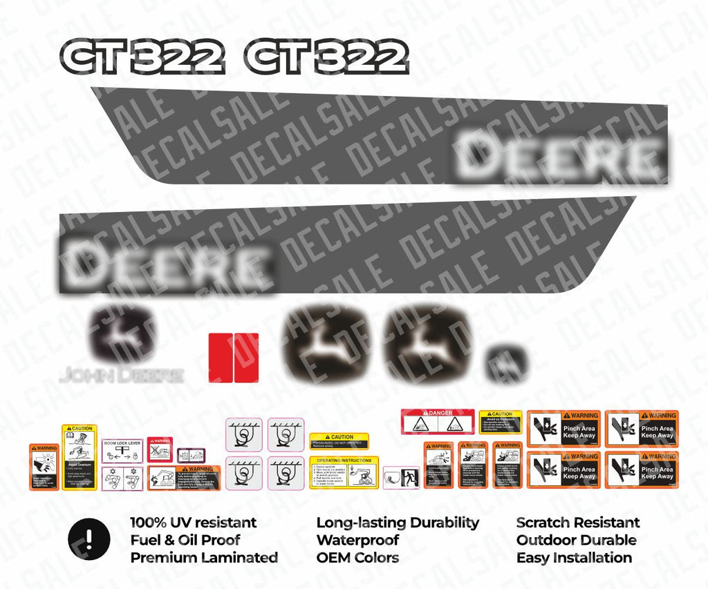 Decal Set for John Deere CT322 Track Loader Vinyl Sticker