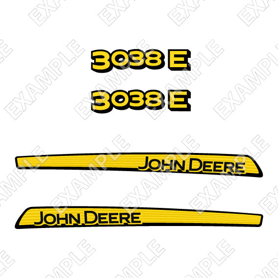 New Laminated Decal Set for John Deere 3038E Tractor Hood Vinyl New Sticker Kit