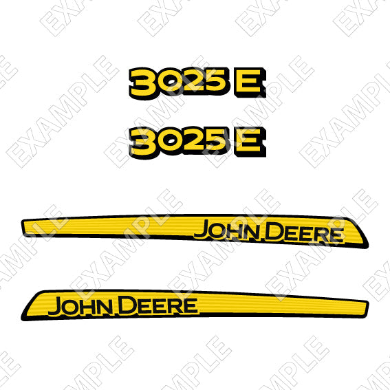 New Laminated Decal Set for John Deere 3025E Tractor Hood Vinyl New Sticker Kit